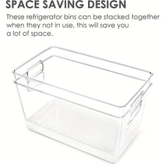 2pcs Clear Plastic Pantry Organizer Bins Food Storage Bins With Handles