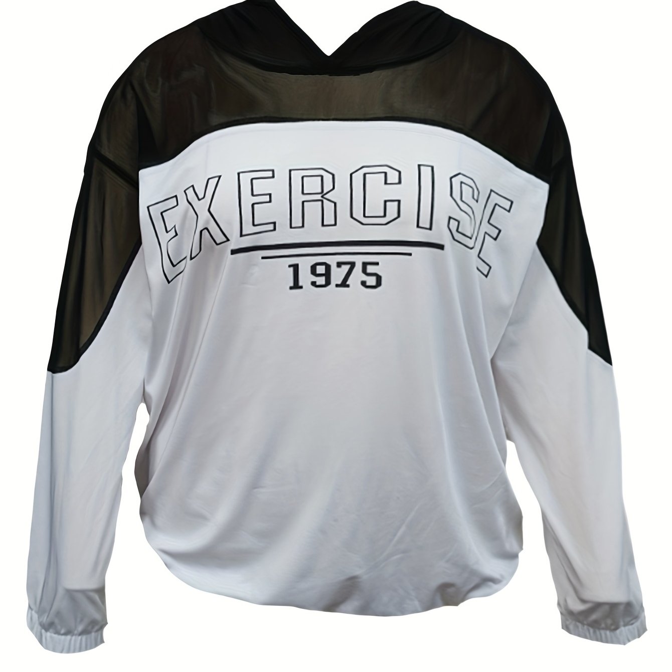 Women's Plus Size Letter Print Mesh Long Sleeve Hoodie