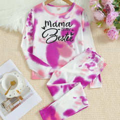 Kid's 2pcs MAMA IS MY BESTIE Print Pajamas Set