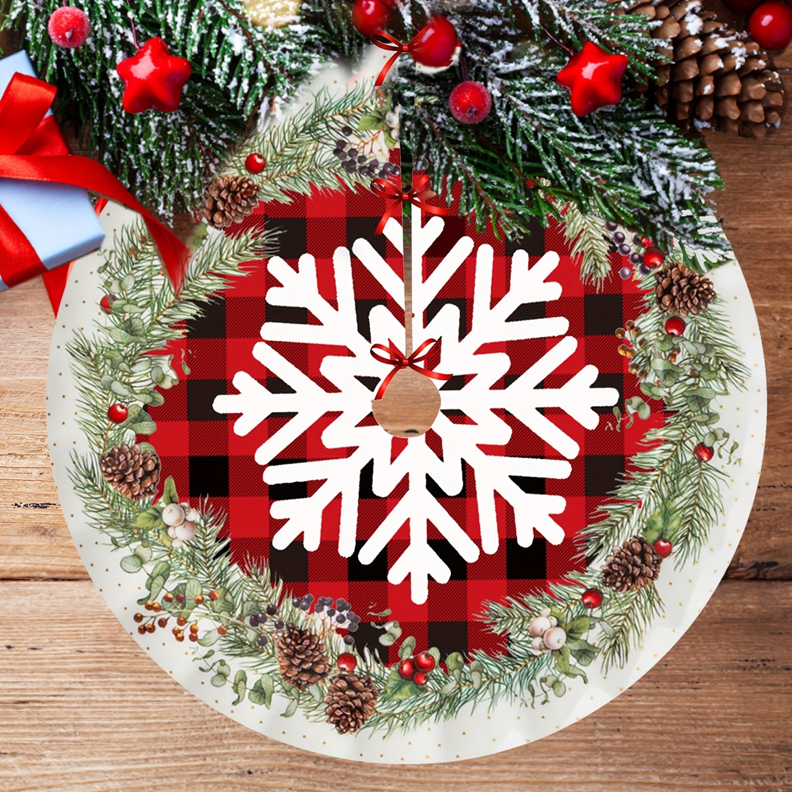1pc Christmas Tree Skirts Farmhouse Decorations