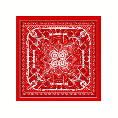 Vintage Geometric Print Silk Neckerchief Head Wrap Hair Accessories