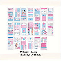 20 Sheets Cartoon Stickers Scrapbooking DIY Decorative Collage Journaling