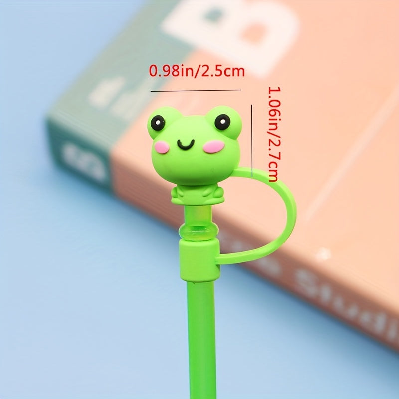 6pcs Cartoon Straw Protective Cover Reusable Silicone Dustproof Straw Lid