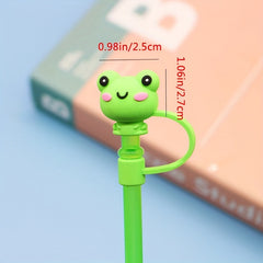 6pcs Cartoon Straw Protective Cover Reusable Silicone Dustproof Straw Lid