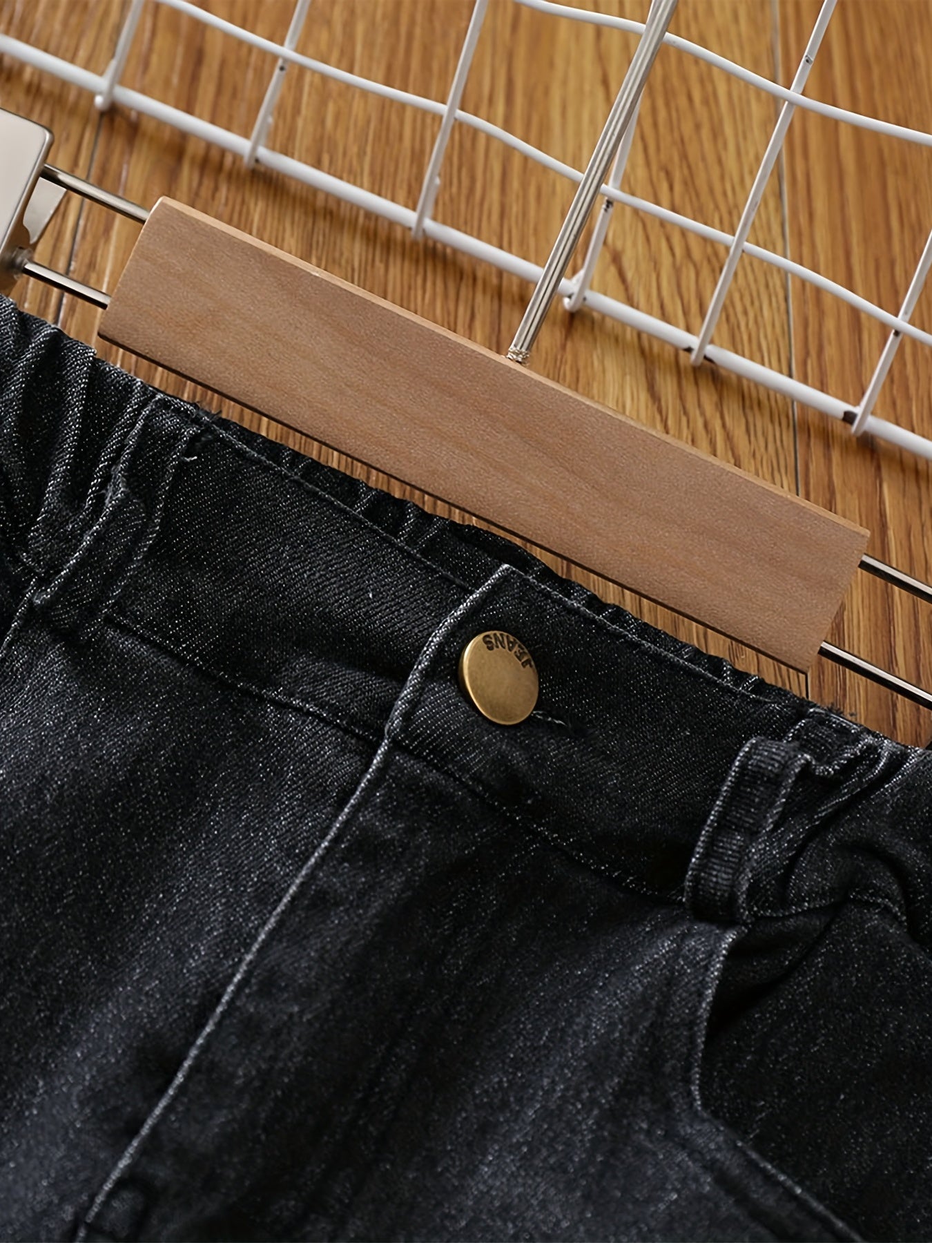 Girls Denim Flared Leg Pants Kids Stretch Skinny Trousers Zipper Casual Pants
