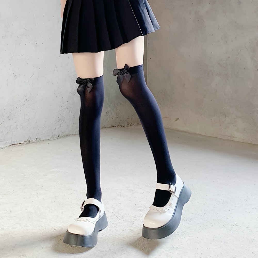 Bow Thigh High Socks Lolita Over The Knee Socks Women's Stockings
