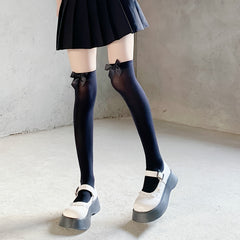 Bow Thigh High Socks Lolita Over The Knee Socks Women's Stockings