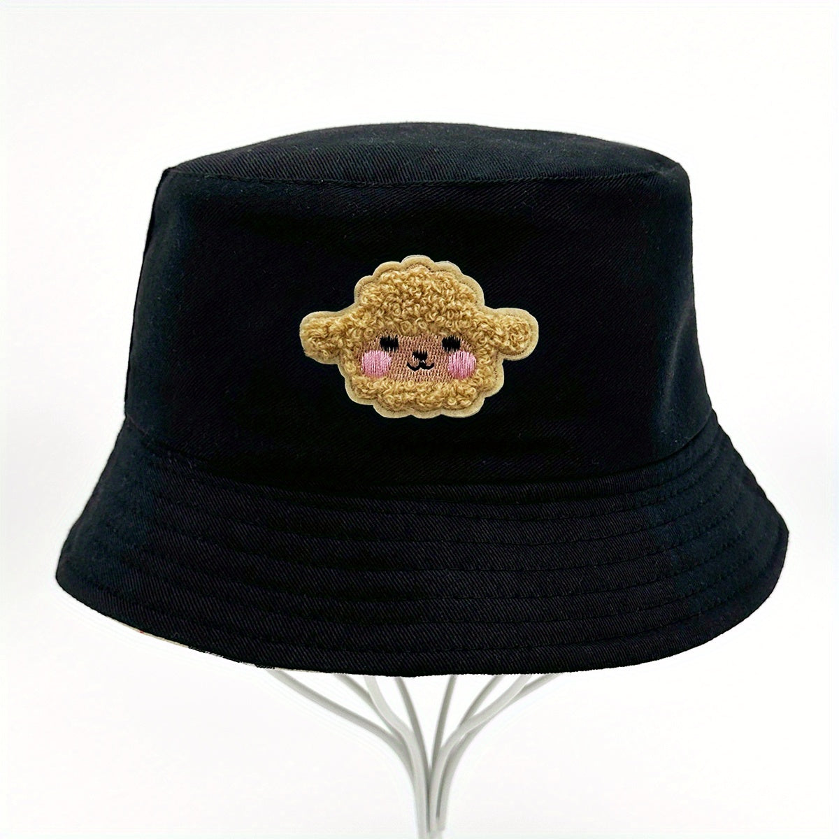 Kids Sheep Embroidered Sun Hat for Outdoor Hiking