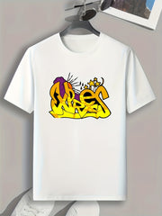 Men's Creative Letters Graphic Tee for Summer