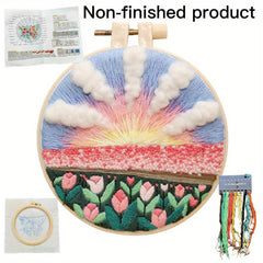 DIY Hanging Painting Wall Decoration Kit with Print, Drawings, Embroidery Cloth