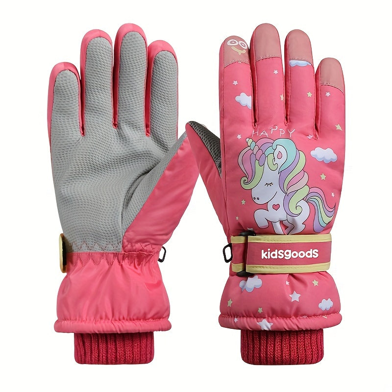 Kids Cartoon Thermal Ski Gloves Snowboard Winter Mittens