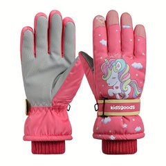 Kids Cartoon Thermal Ski Gloves Snowboard Winter Mittens