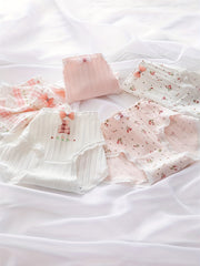 4pcs Girls Triangle Panties Floral Print Lace Elastic Waist Soft Comfort