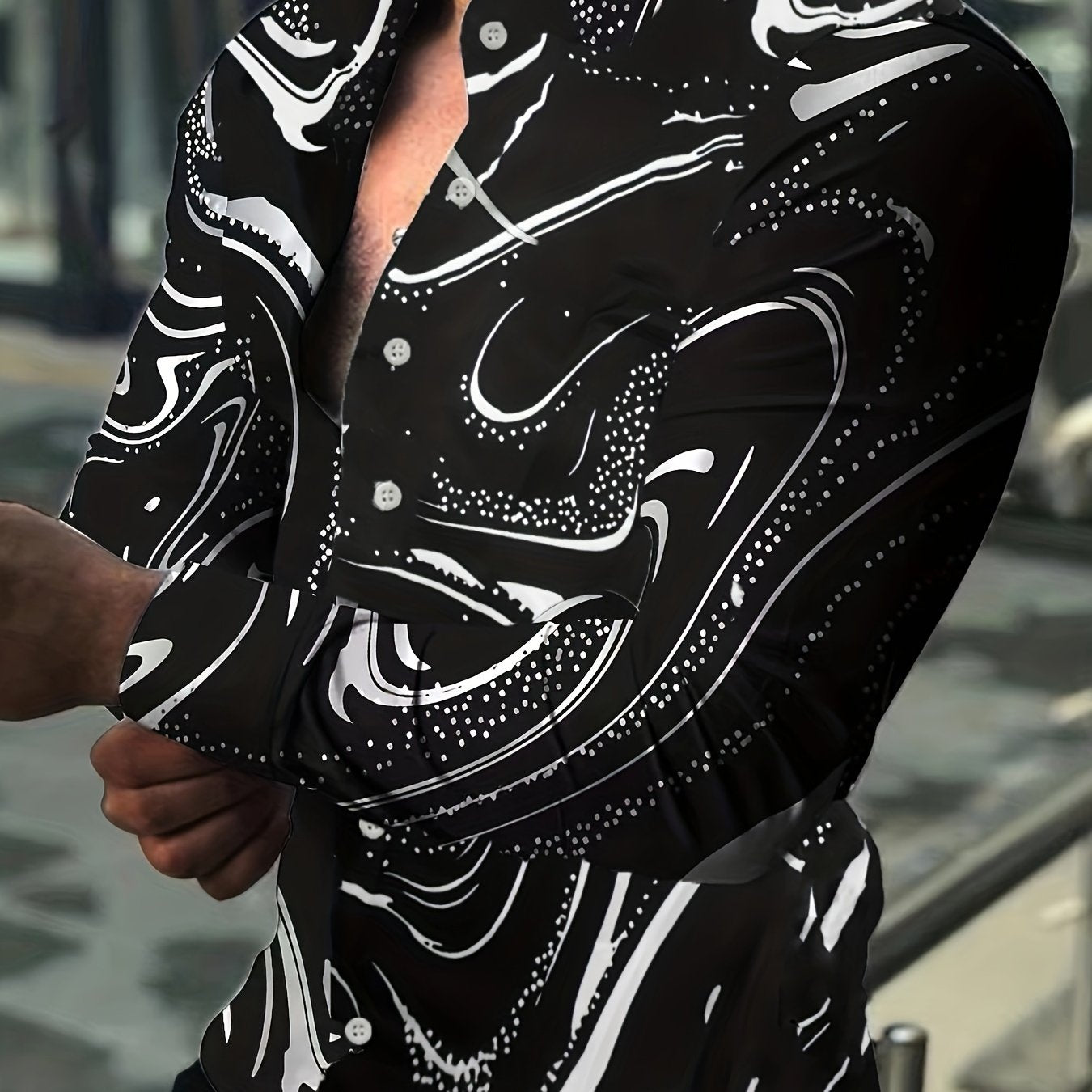 Men's Long Sleeve Lapel Shirt Button Up Tops For Spring Fall