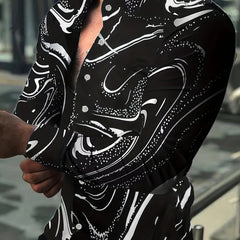 Men's Long Sleeve Lapel Shirt Button Up Tops For Spring Fall