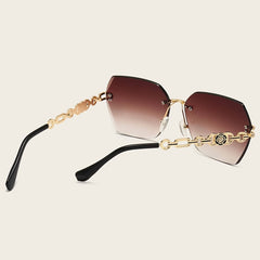 Flower Rimless Sunglasses Retro Chain Vintage UV400 Sun Shades