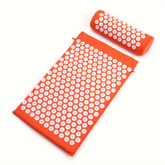 Orange Yoga Acupressure Massage Mat & Pillow Set for Muscle Relaxation