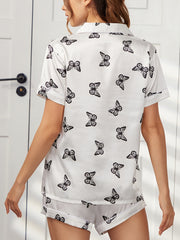Butterfly Print Pajama Set Short Sleeve Top & Shorts