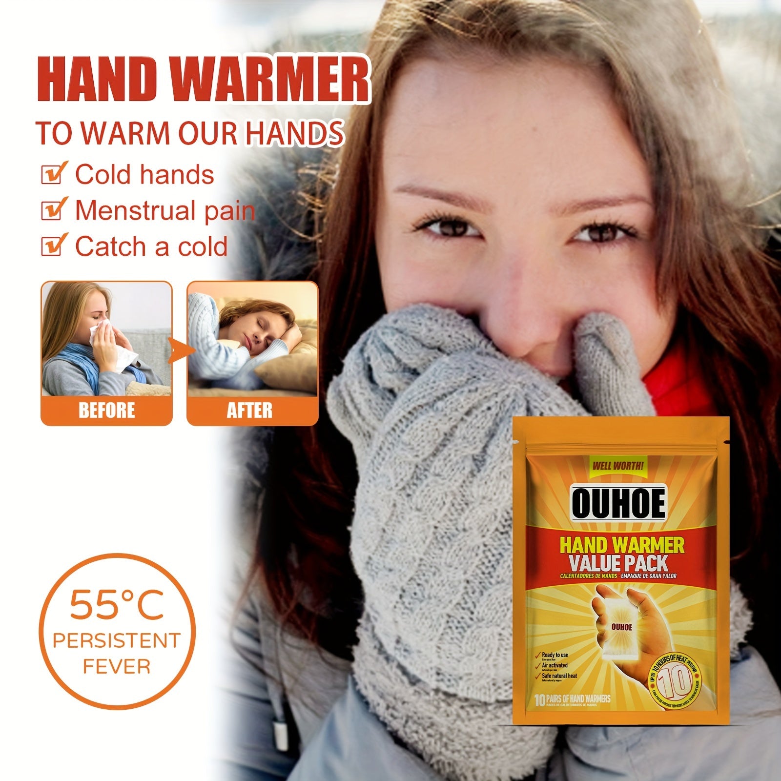Self-Heating Hand Warmer Sticker for Outdoor Use