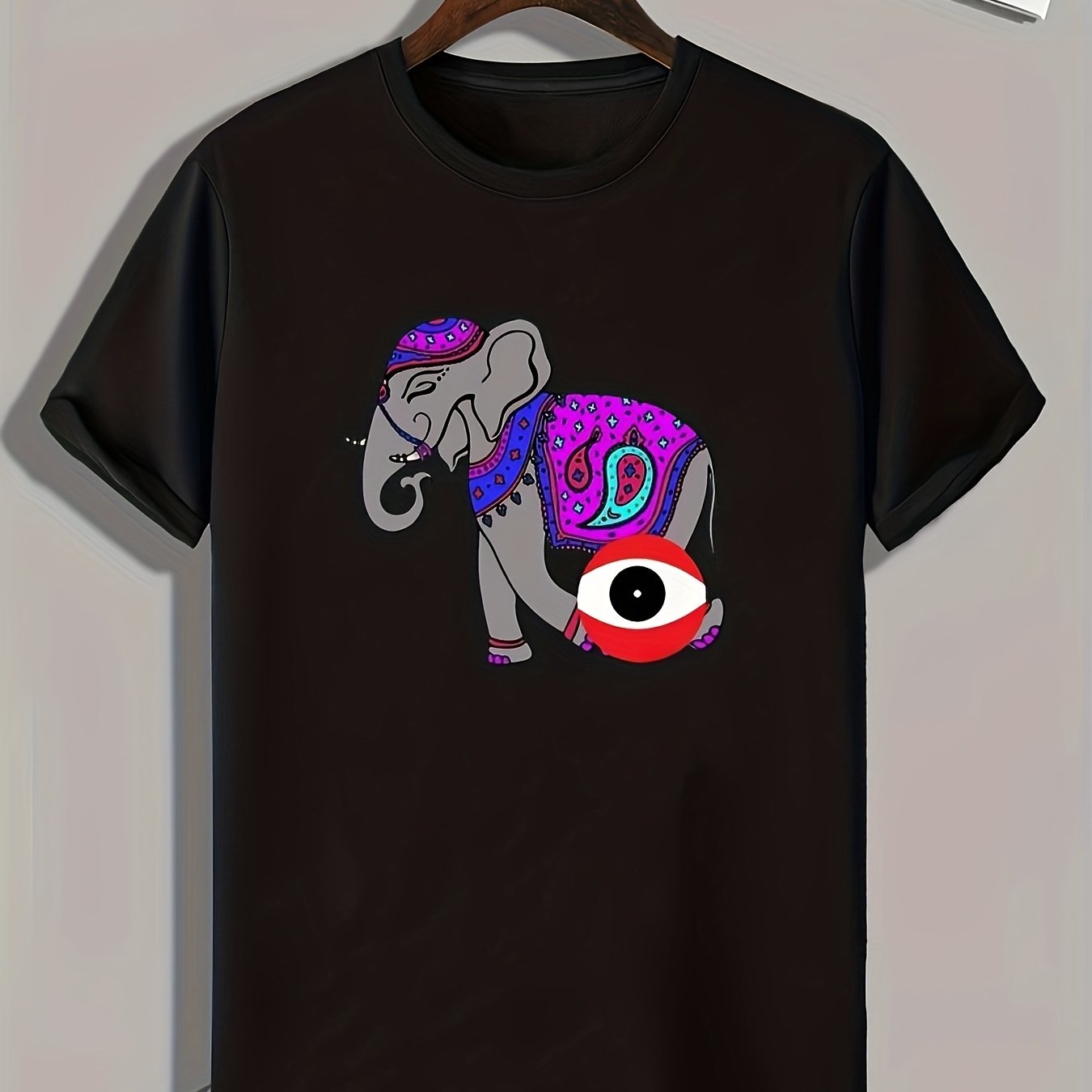 Elephant Print Men's Graphic T shirt Casual Comfy Tees For Summer