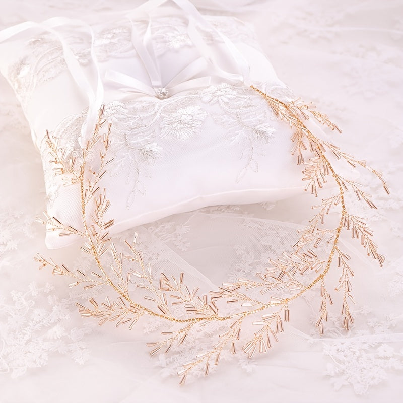 Golden Hair Vine Headband Bridal Tiara Wedding Hair Jewelry