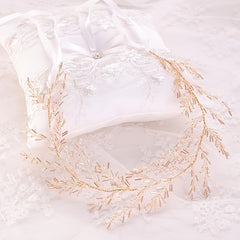 Golden Hair Vine Headband Bridal Tiara Wedding Hair Jewelry