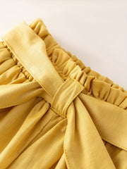 Girls Belted Shorts Comfortable Casual Pants Kids Summer Beach
