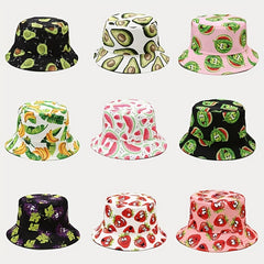 Fruit Print Bucket Hat Summer Sunscreen Fisherman Cap for Women