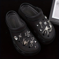 Punk Hole Shoe Accessories Rhinestone Spider Shoes Flower 14pcs