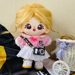 Cartoon Doll Accessories: Uniform Top, Skirt, Shoe, Camera