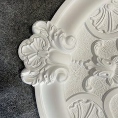 1pc PU Round Carved Lamp Holder Gypsum Ceiling Disc Shape Lamp Plate