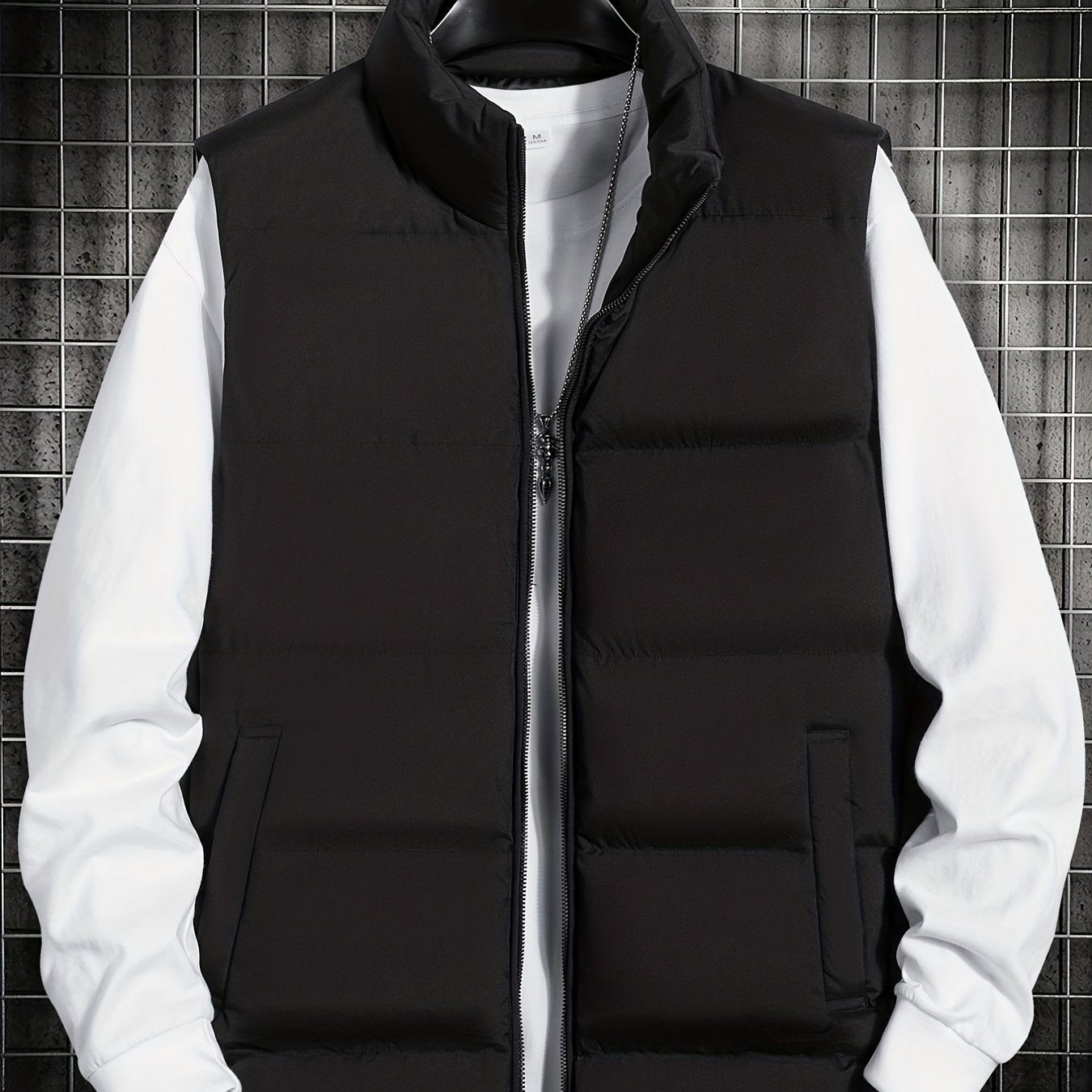 Men's Stand Collar Zip Up Vest for Fall Winter