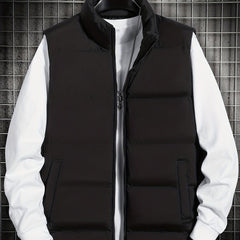 Men's Stand Collar Zip Up Vest for Fall Winter