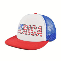 MERICA Flag Print Trucker Hat Mesh Baseball Cap Hip Hop Sunshade Dad Hats