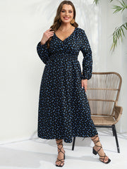 Ditsy Print Long Sleeve Maxi Dress