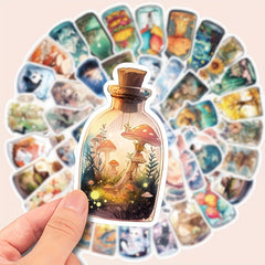 50pcs World In Bottle Sticker Decals Waterproof Vinyl Stickers Pack for Laptop