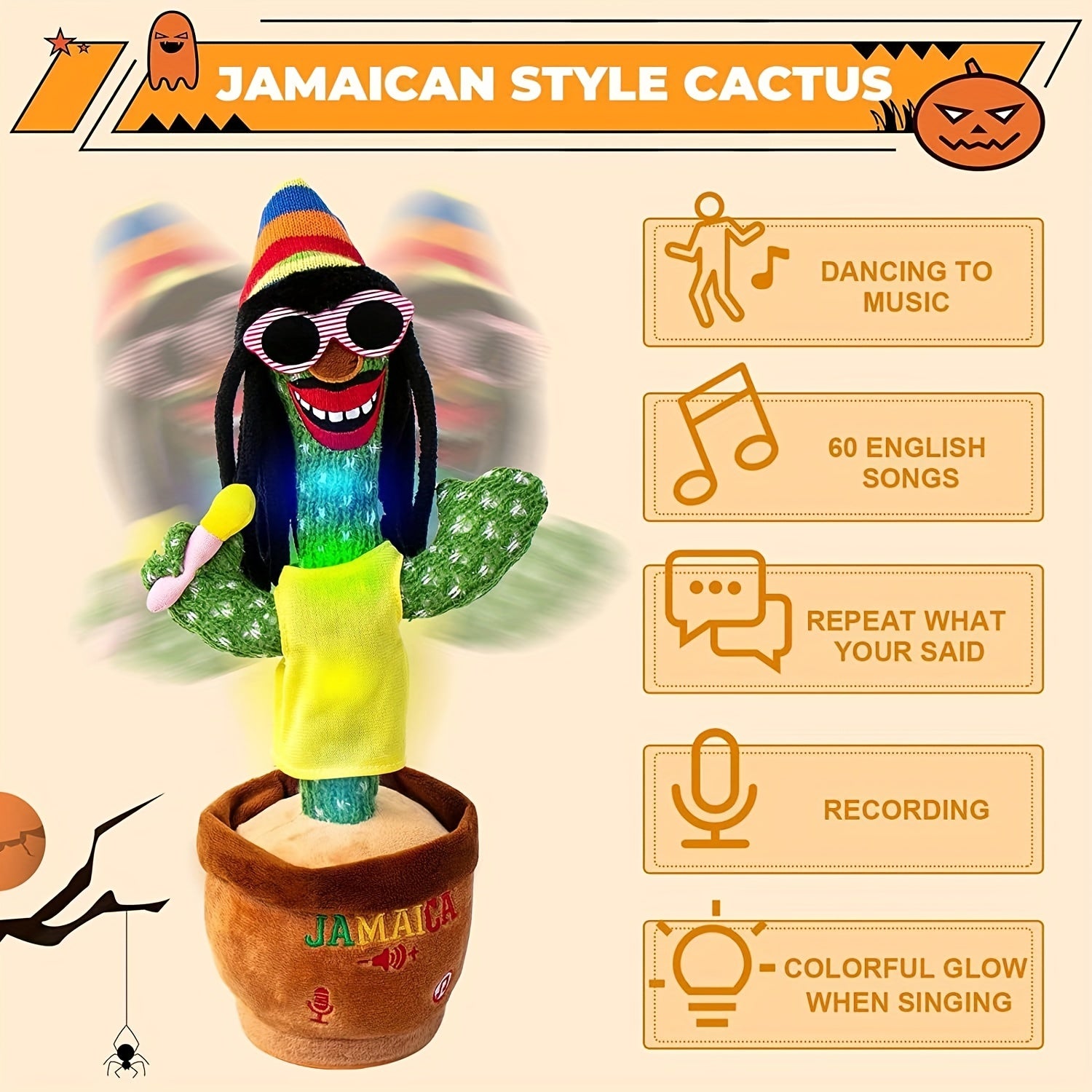 Talking Cactus Plush Toy with Repeat Record Sing Dance Feature for Kids