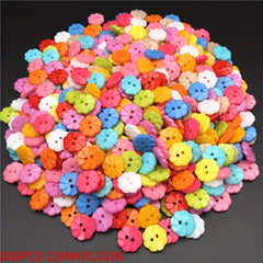 100pcs 13MM Mixed Plastic Button Roll Flower DIY Button Material Bag Decoration