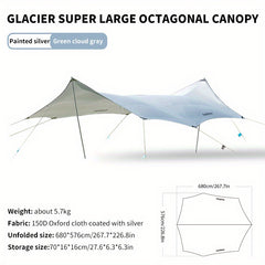 Silver Coated Canopy Tent Sun Rain Proof Tarps Outdoor Picnics