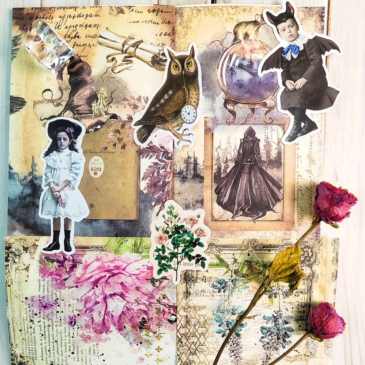 Vintage Halloween Ghost Creepy Scrapbook Stickers Pack 51pcs