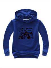 Portrait Print Girls Pullover Hooded Sweatshirt for Autumn Winter