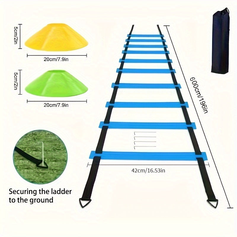 Agility Ladder Set Speed Training Equipment with Skipping Rope Cones Stakes