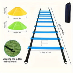 Agility Ladder Set Speed Training Equipment with Skipping Rope Cones Stakes