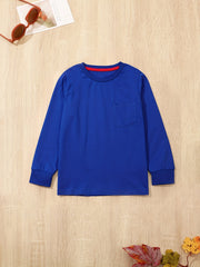 Boy's Solid Bottoming T shirt Kids Children Casual Long Sleeve Basic Tee Tops