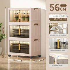1pc Foldable Storage Box Cabinet Plastic Snack Shelf