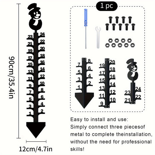 Snowman Metal Snow Gauge Large Iron Snow Measuring Ruler Sturdy Snow Depth