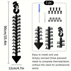 Snowman Metal Snow Gauge Large Iron Snow Measuring Ruler Sturdy Snow Depth