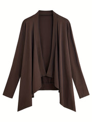 Casual Cardigan Solid Long Sleeve Open Front Stretch Cardigan