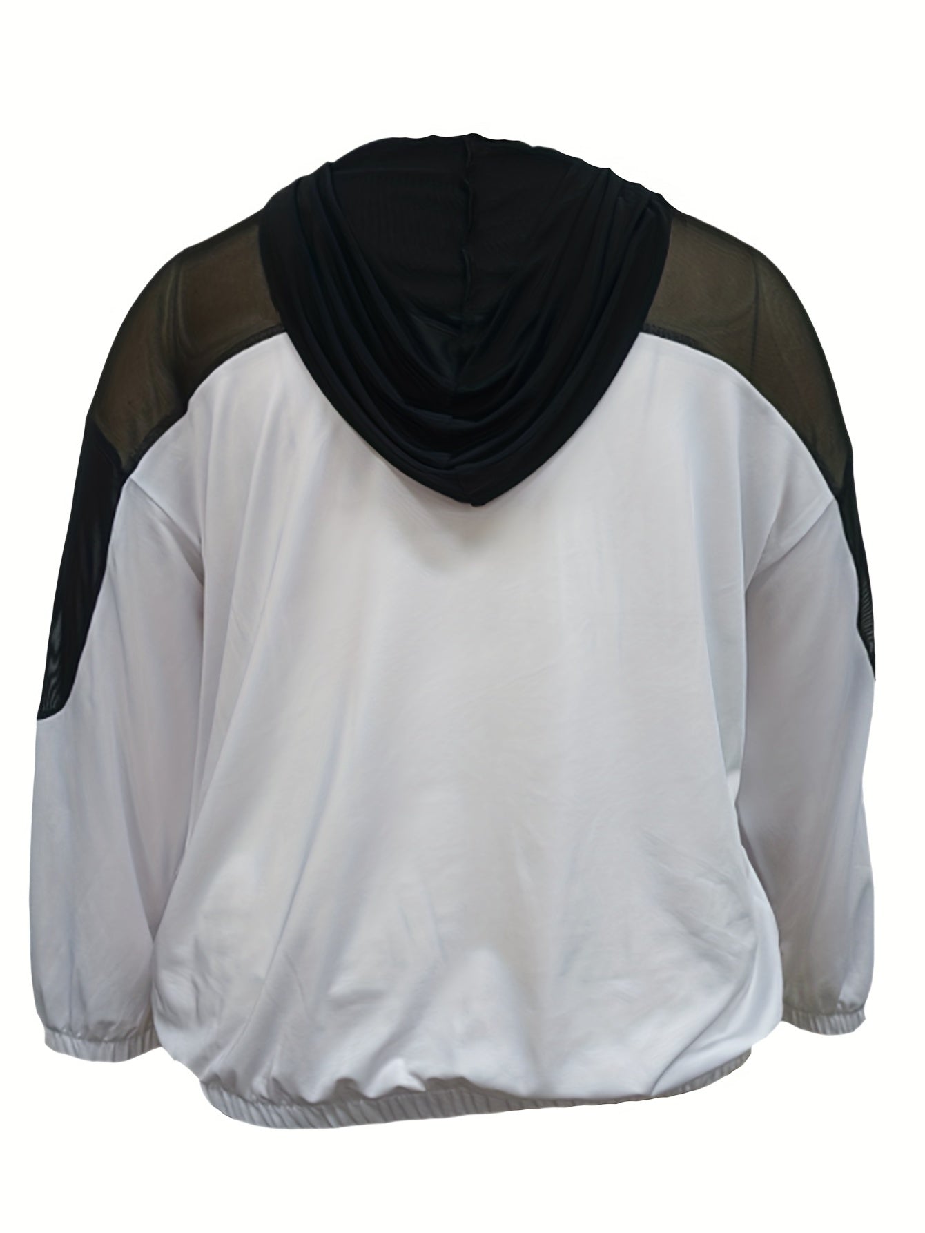 Women's Plus Size Letter Print Mesh Long Sleeve Hoodie