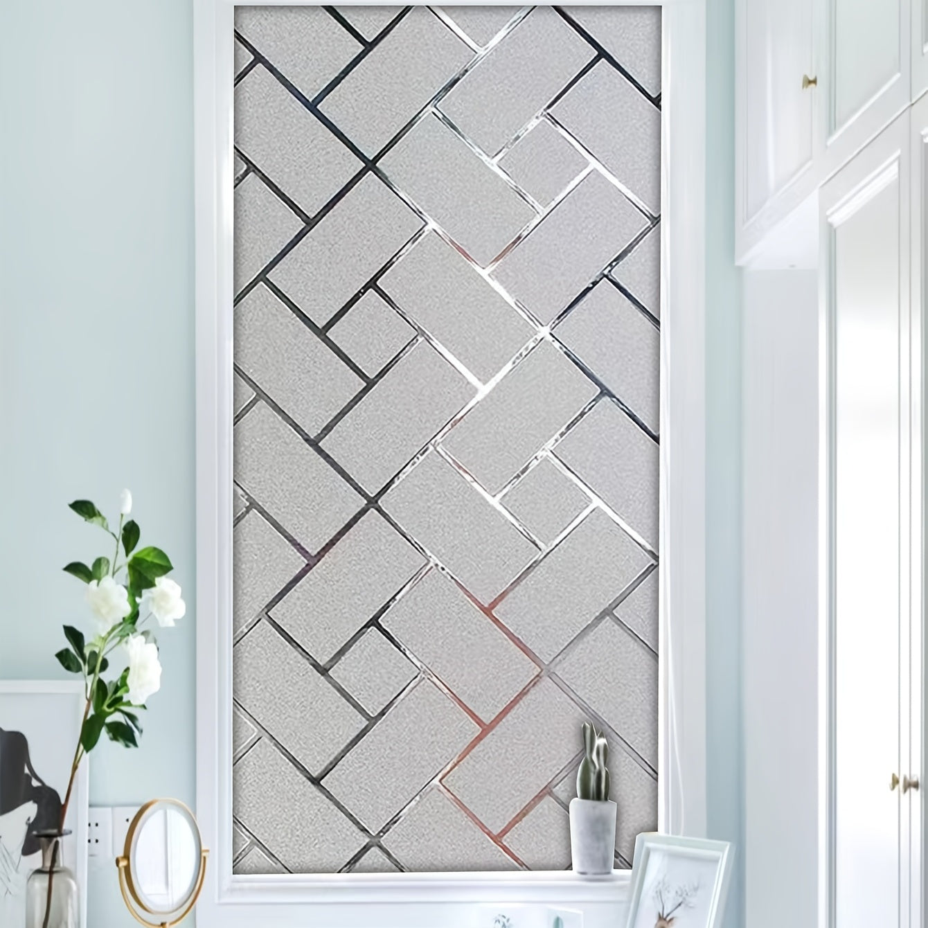 Geometric Pattern Glass Privacy Film for Home Decor